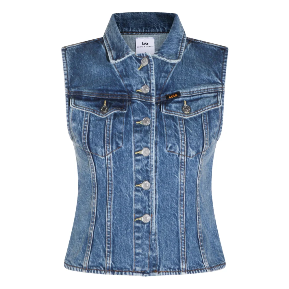Lois Women's Blue Shirts, Xs, Panelled Sleeveless Denim Shirt