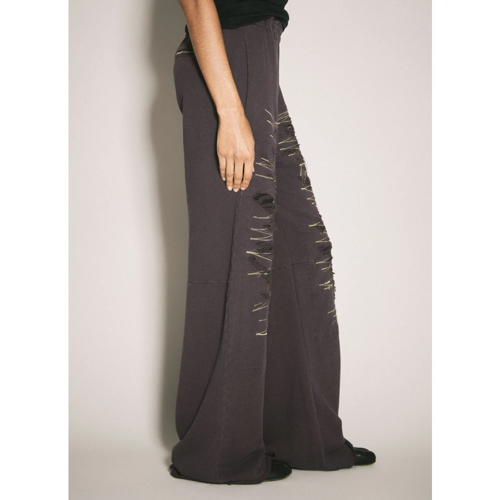 MM6 Maison Margiela Distressed Cotton Wide-Leg Track Pants Purple Dames