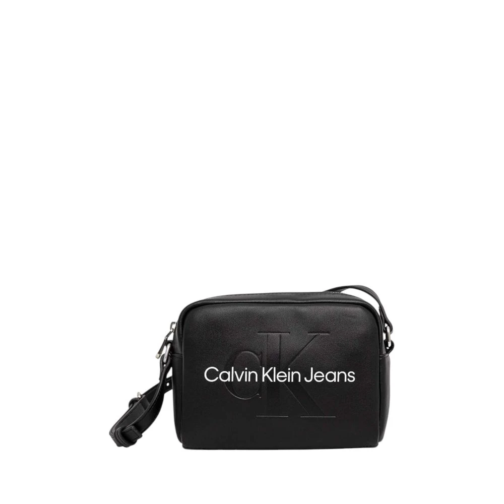 Calvin Klein Jeans Zwarte en witte polyurethaan dameshandtas Black Dames
