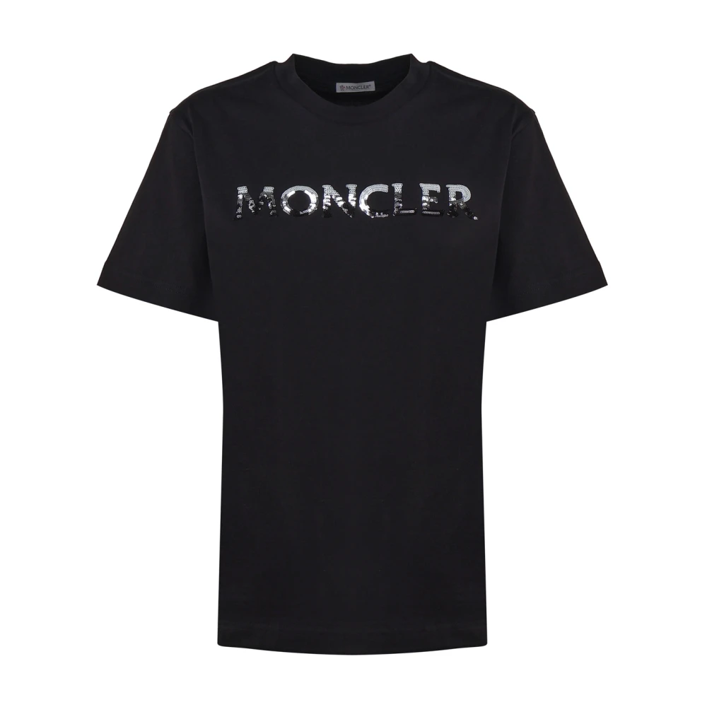 Moncler Zwarte Katoenen T-shirts en Polos Black Dames