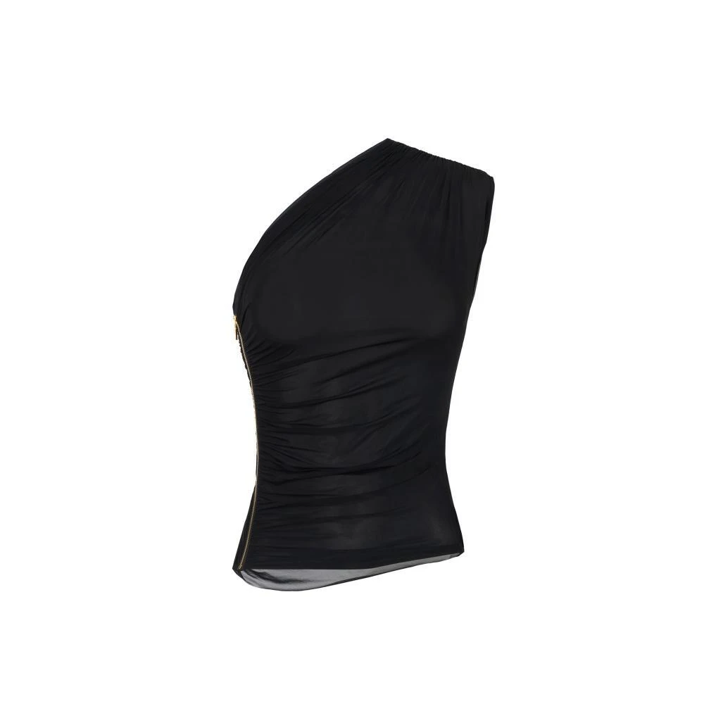Elisabetta Franchi Women's Black Sleeveless Tops, M, Jersey Top