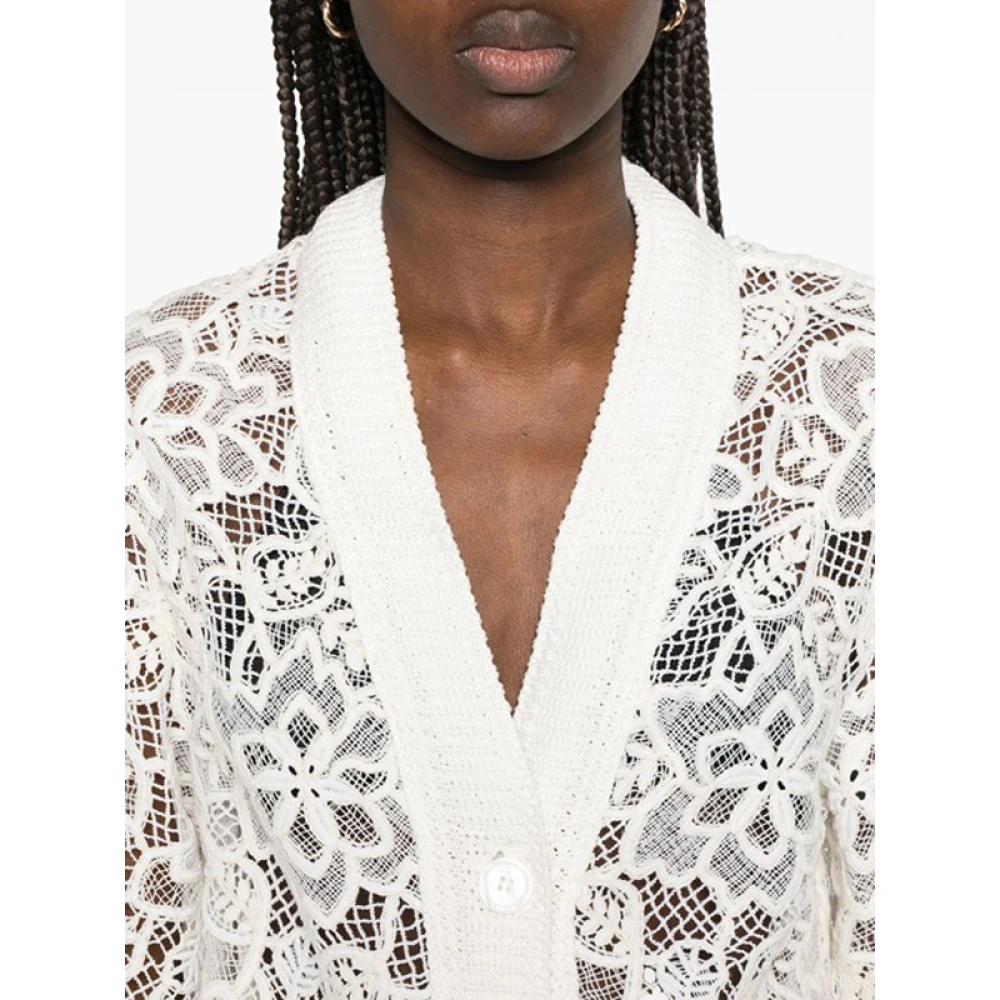 Ermanno Scervino Witte Macramé Vest met V-hals White Dames