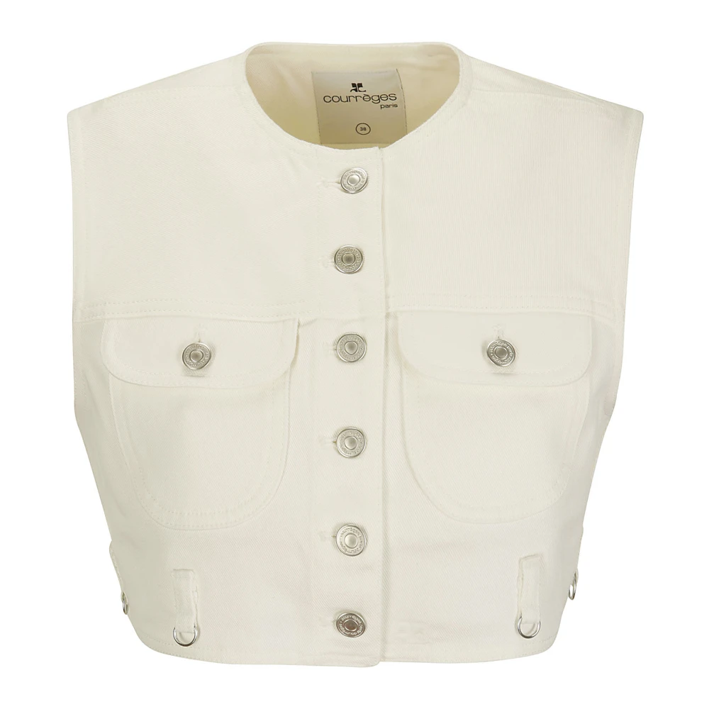 Courrèges Women's White Multiflex Denim Cropped Vest