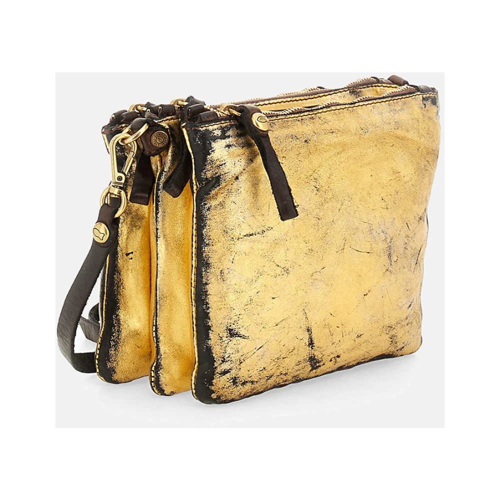 Campomaggi Gouden leren clutch met drie compartimenten Yellow Dames