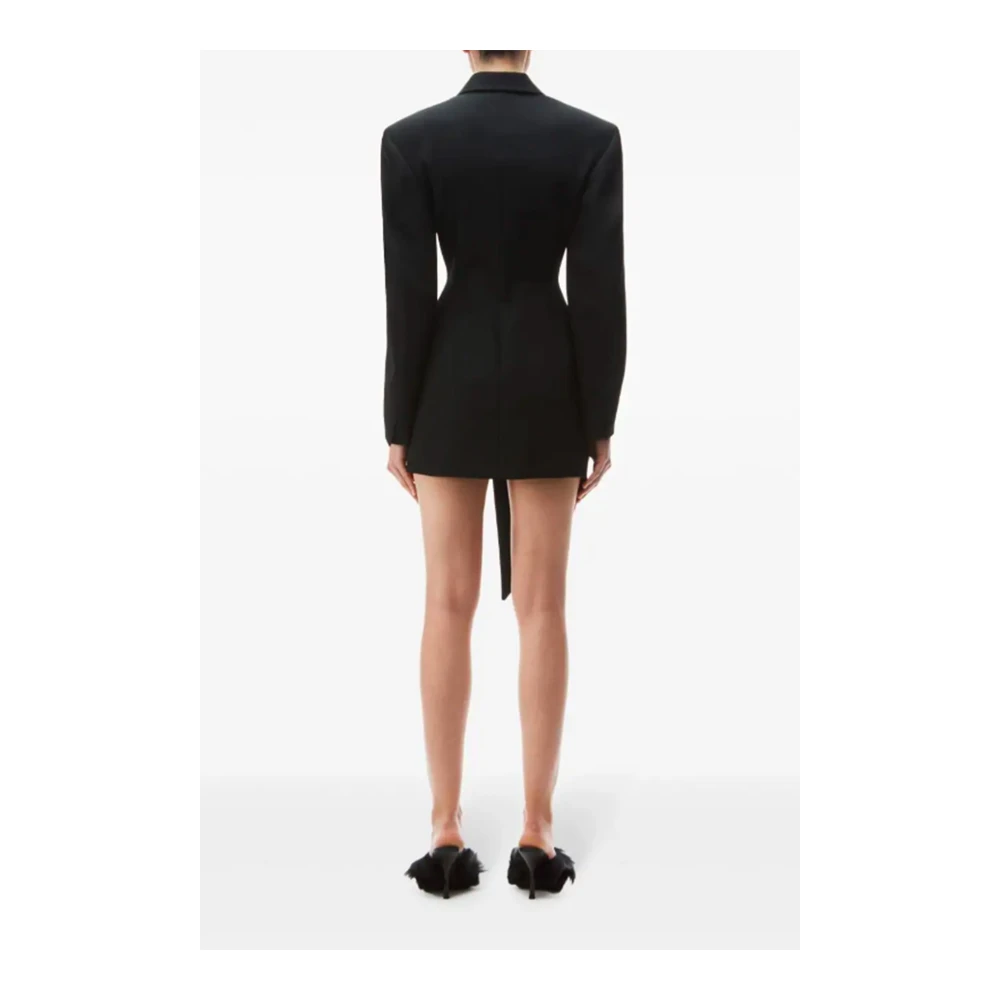 alexander wang Zwarte Twill Asymmetrische Jurk Black Dames