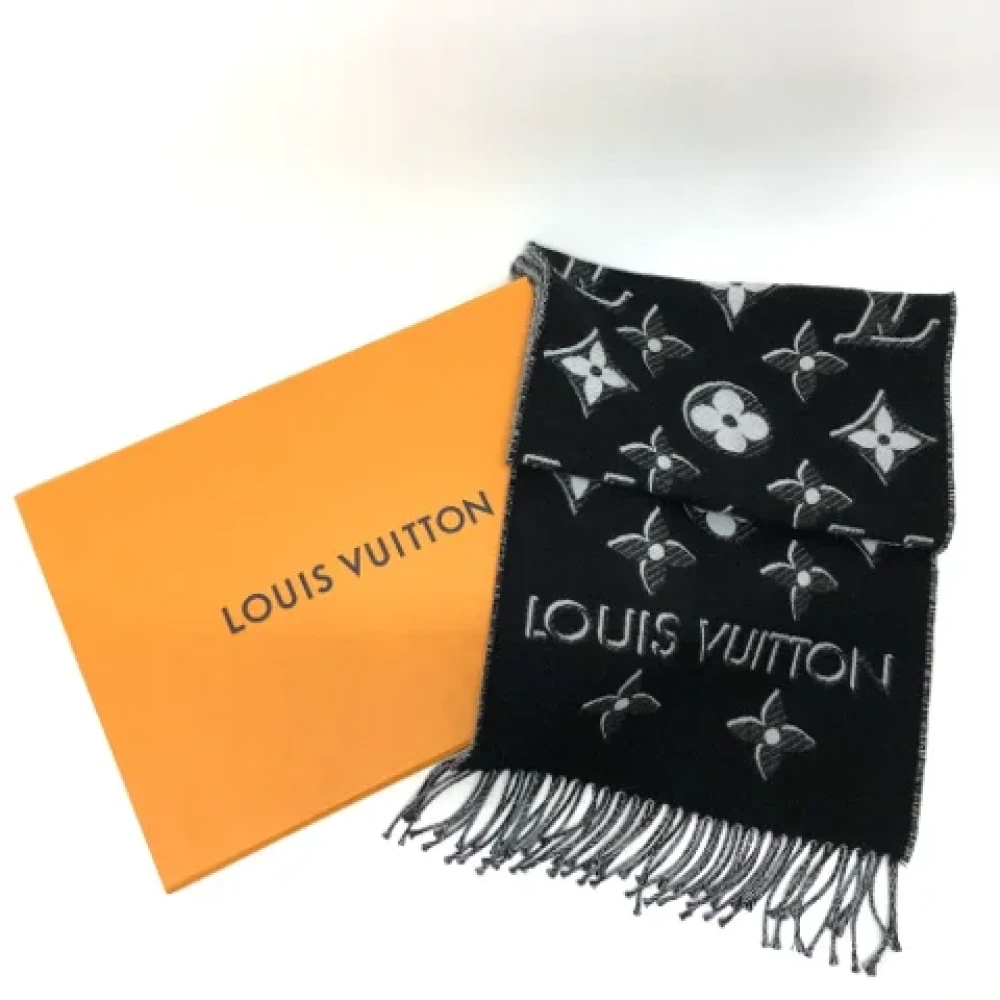 Louis Vuitton Vintage Pre-owned Wool scarves Black Dames