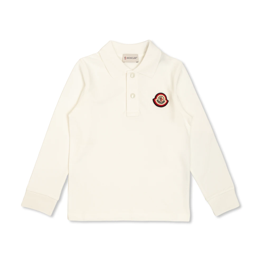 Moncler , Kids Short Sleeve T-Shirts, Unisex, White, 4 Y, Polo Shirt With Logo Patch