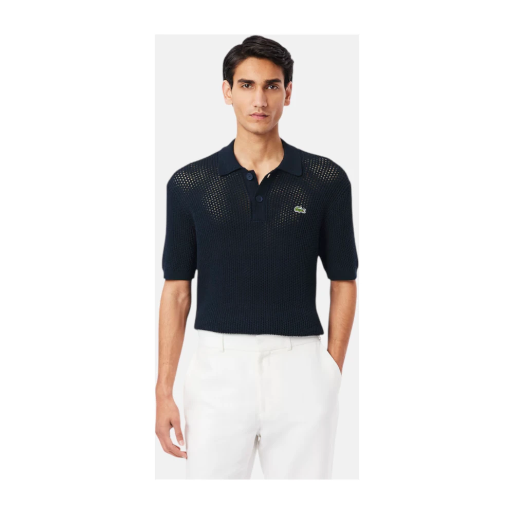 Lacoste Katoenen Polotrui met Korte Mouwen Blue Heren