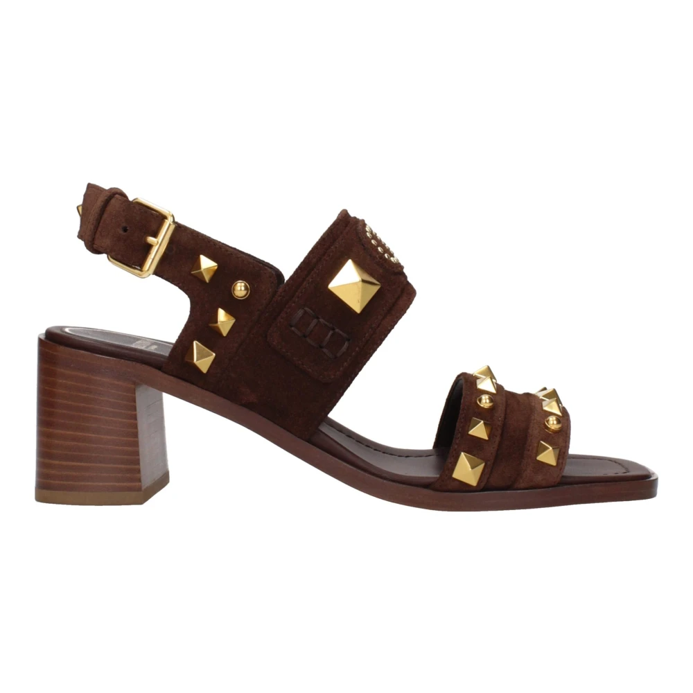 Valentino Garavani , High Heel Sandals, Female, Brown, 7 Uk, F84685 Leather Strap-On Sandals