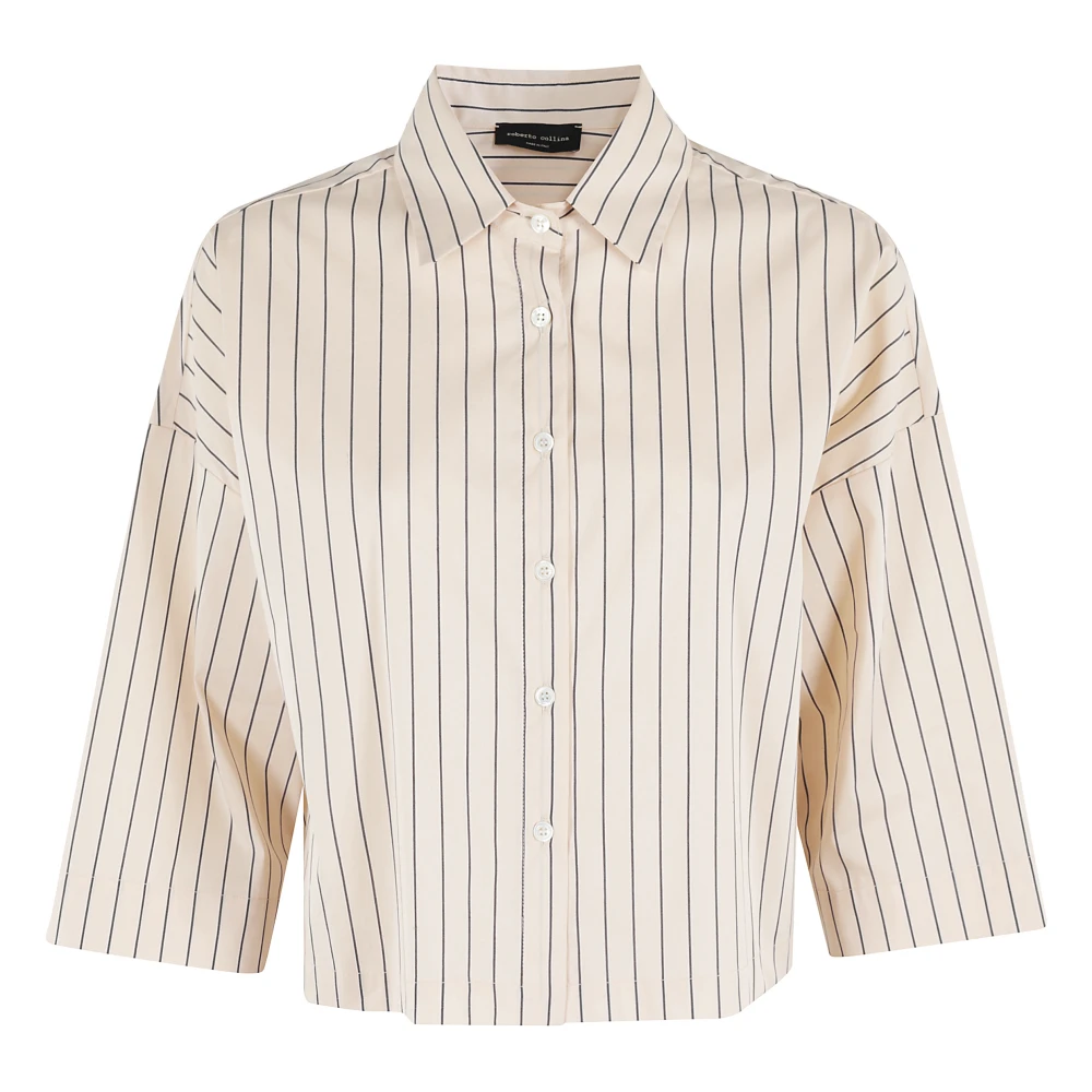Roberto Collina Gestreept Overhemd Brown Dames
