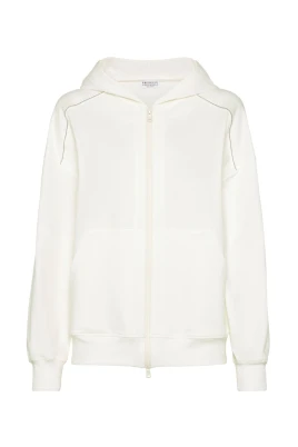 Vit sweatshirt med dragkedja