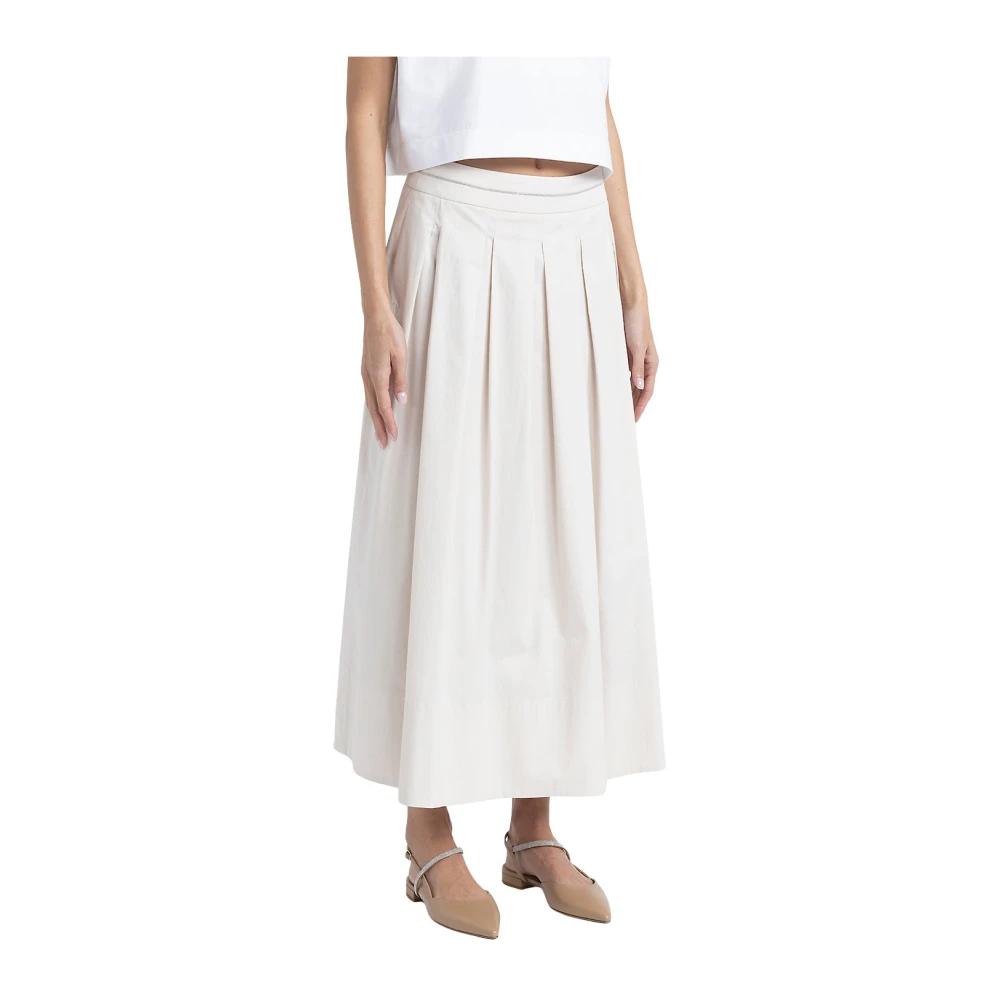 PESERICO Gedraaide katoenen lange geplooide rok Beige Dames