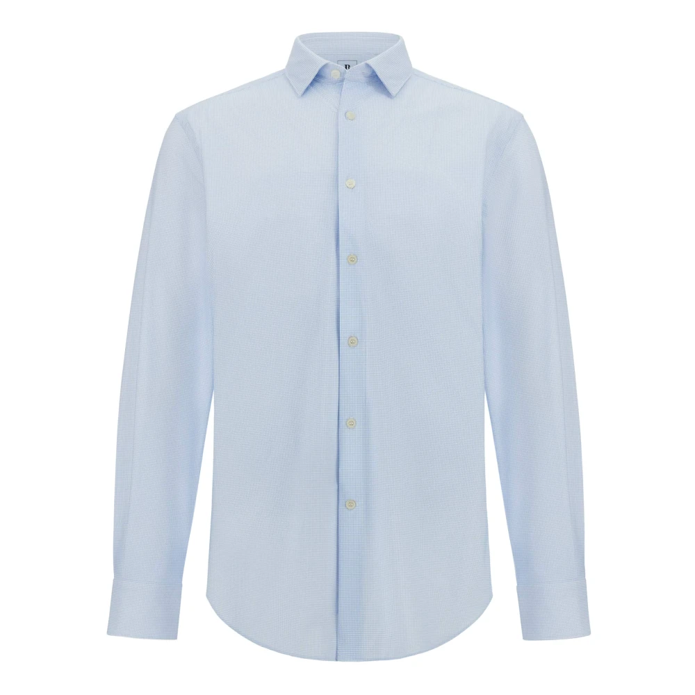 Boggi Milano B Tech Slim Fit Stretch Nylon Overhemd Blue Heren