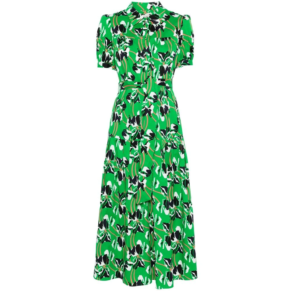 Diane Von Furstenberg Groene Gerimpelde Jurk met Knoopsluiting Green Dames