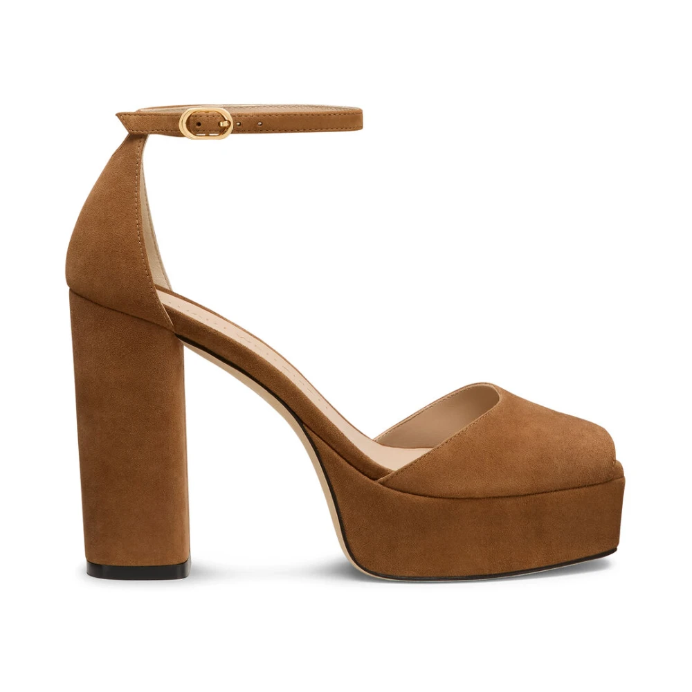 Stuart Weitzman Women's Brown High Heel Sandals, 6 Uk, Sabrina Ankle-Strap Platform