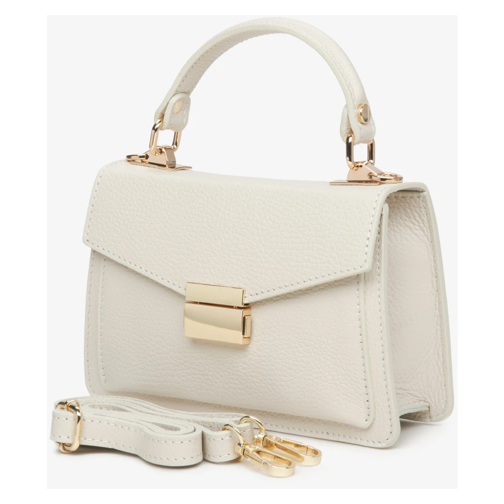 Estro Dames Kleine Beige Satchel Handtas gemaakt van Premium Italiaans Echt Leer Beige Dames