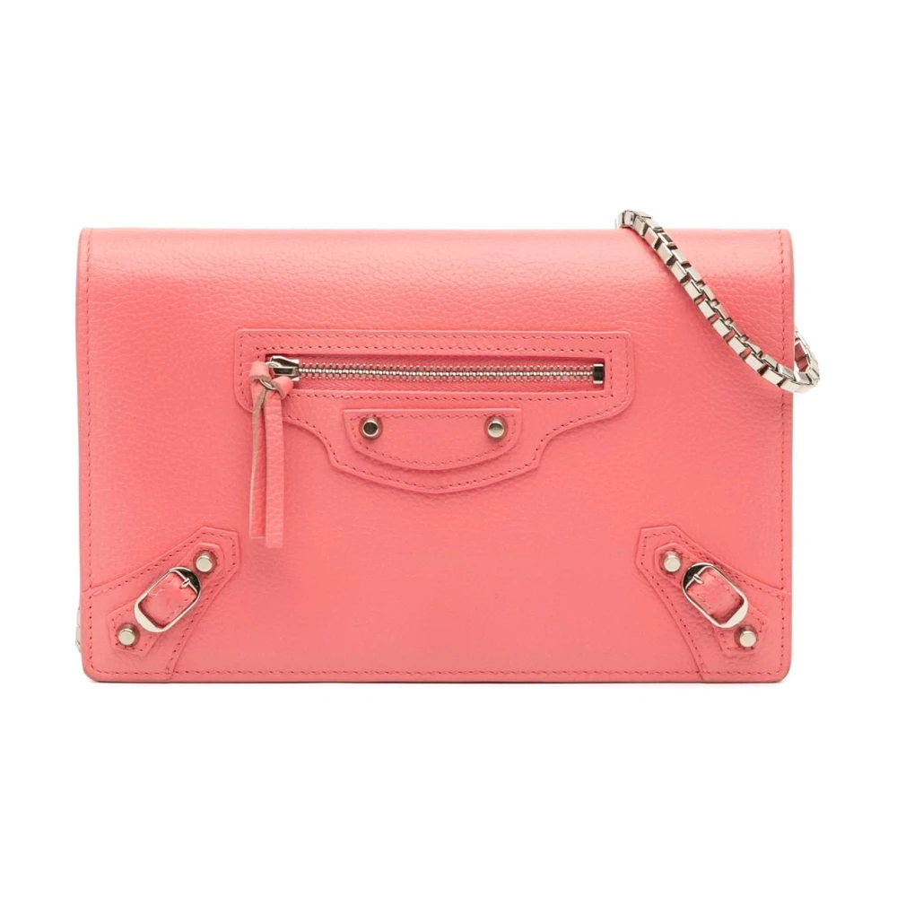 Balenciaga Vintage Women's Pink Pre-Owned Chain Wallet