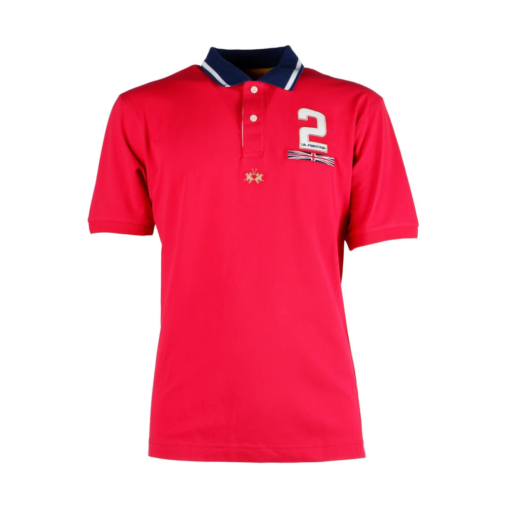 LA MARTINA Polo Shirt met Union Jack Borduurwerk Red Heren