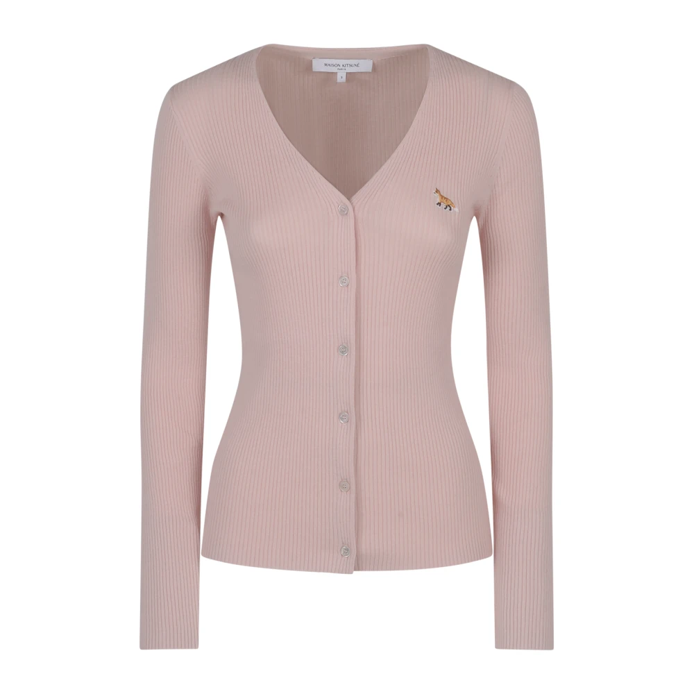 Maison Kitsuné Baby Fox Patch Cardigan Sweaters Pink Dames