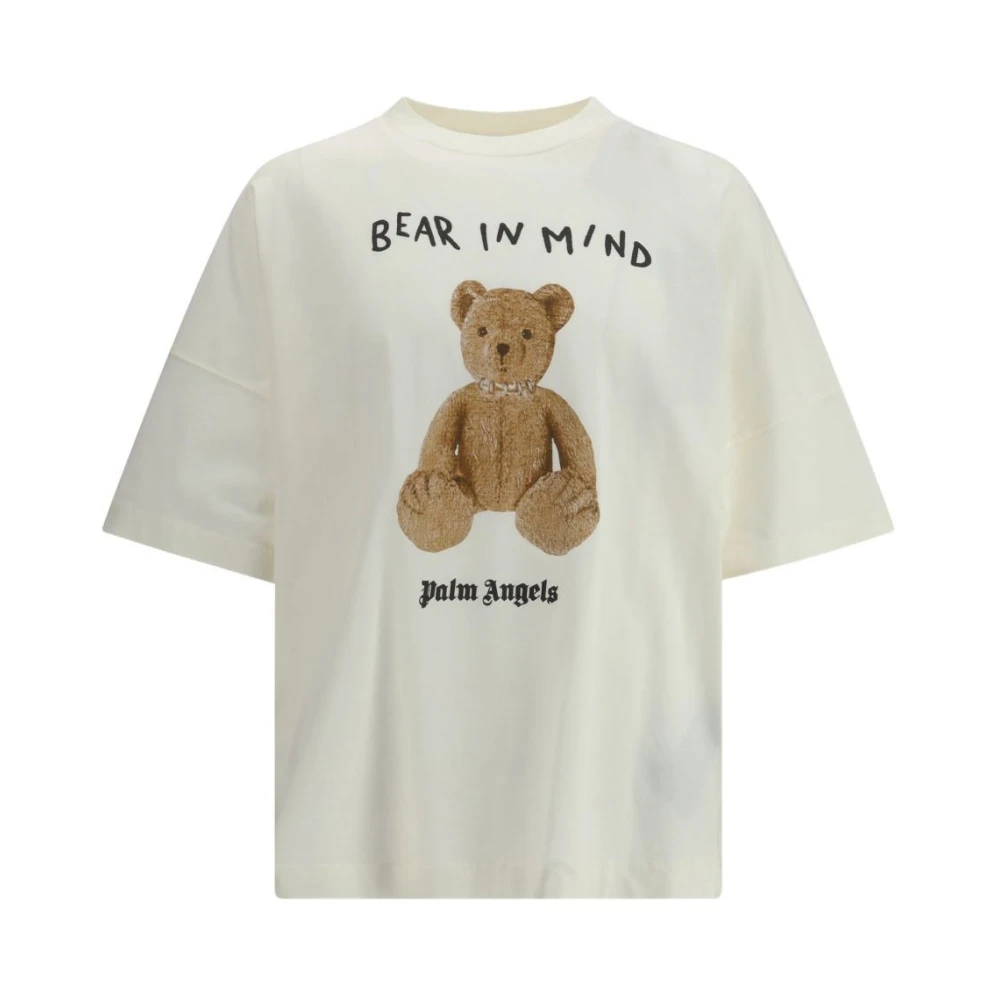 Palm Angels Men's Beige T-Shirts, L, Crew Neck T-Shirt