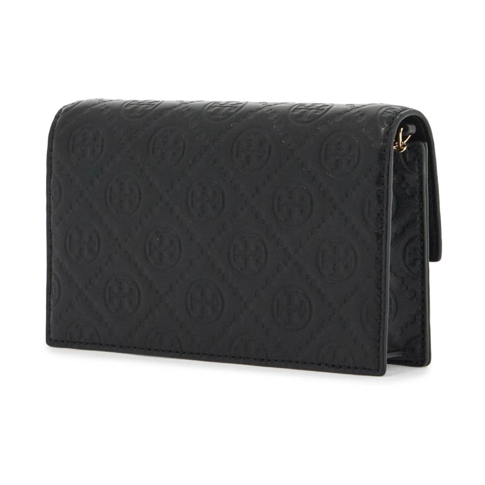 TORY BURCH Monogram Leren Mini Tas Black Dames
