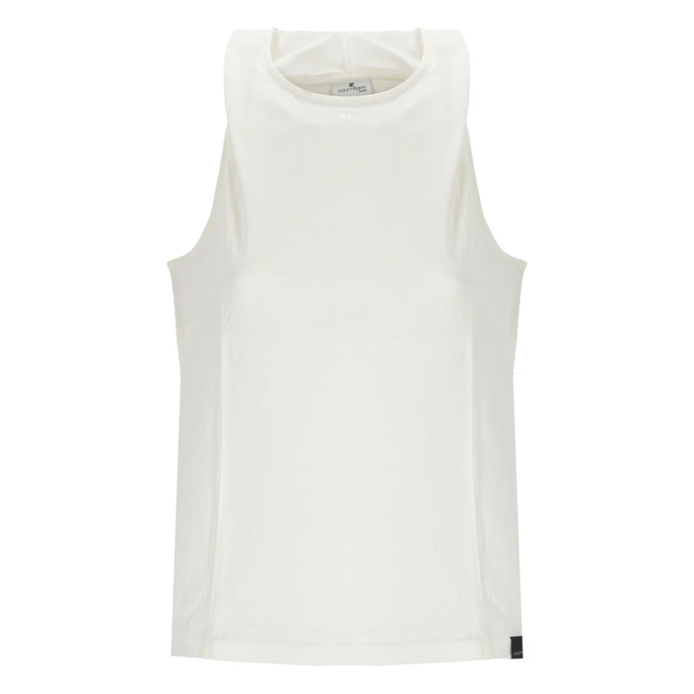 Courrèges Witte Hooded Tanktop met Logo White Dames