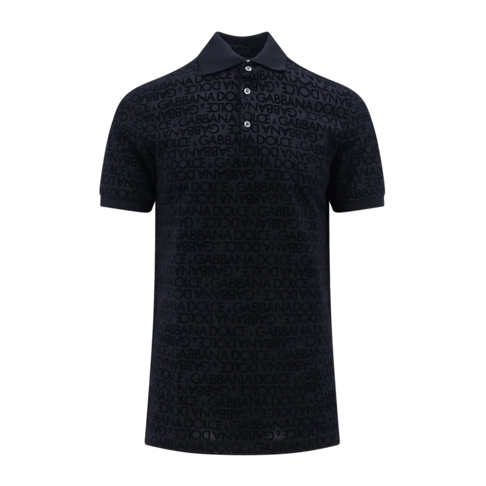 Dolce & Gabbana Polo T-shirt met flocked logo Black Heren