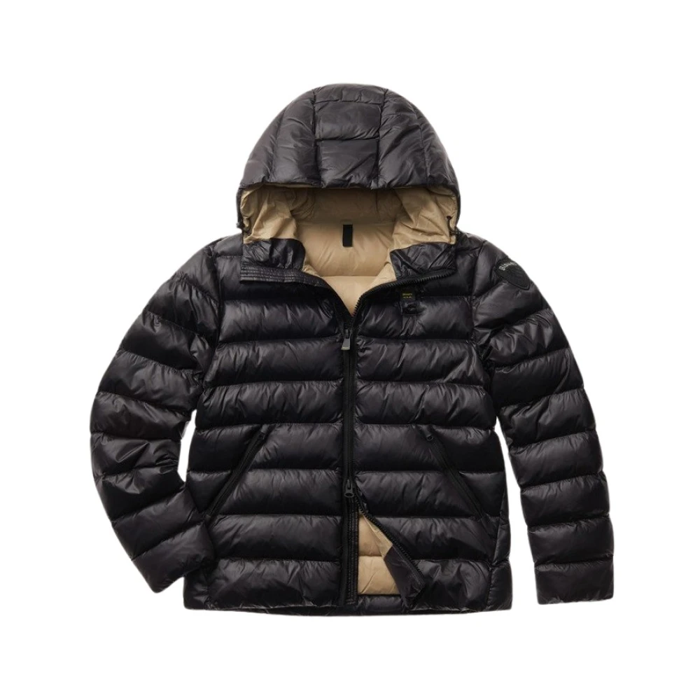 Blauer Heren gewatteerde jas met capuchon Black Heren