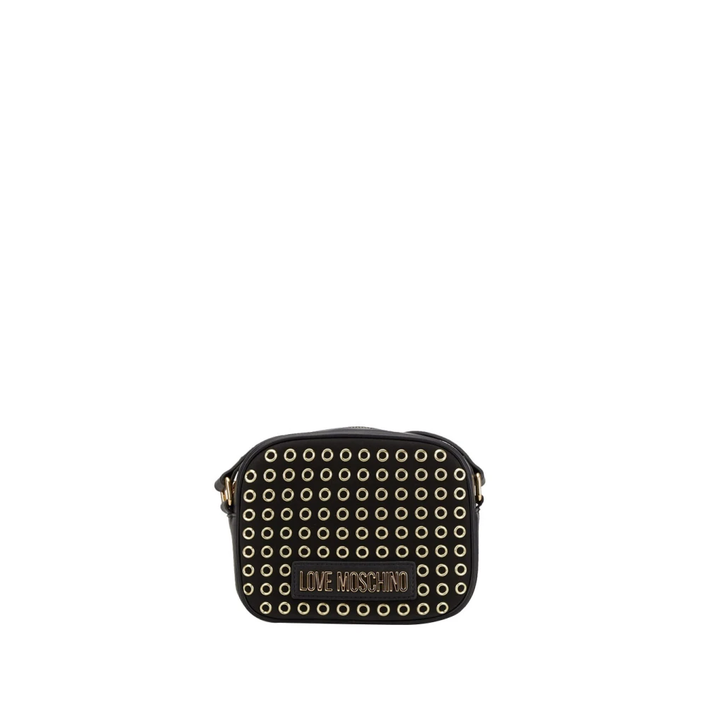 Moschino Zwarte schoudertas met gouden details Black Dames