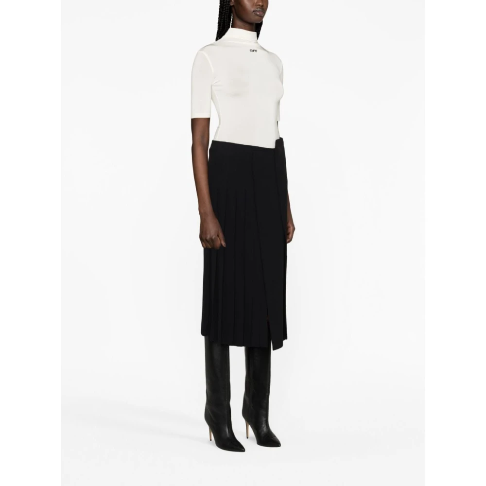 Off White Logo-Print Mock-Neck Sweater White Dames