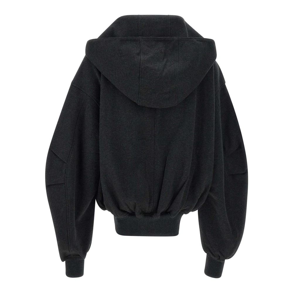 The Attico Zwarte Hoodie met Rits Black Dames
