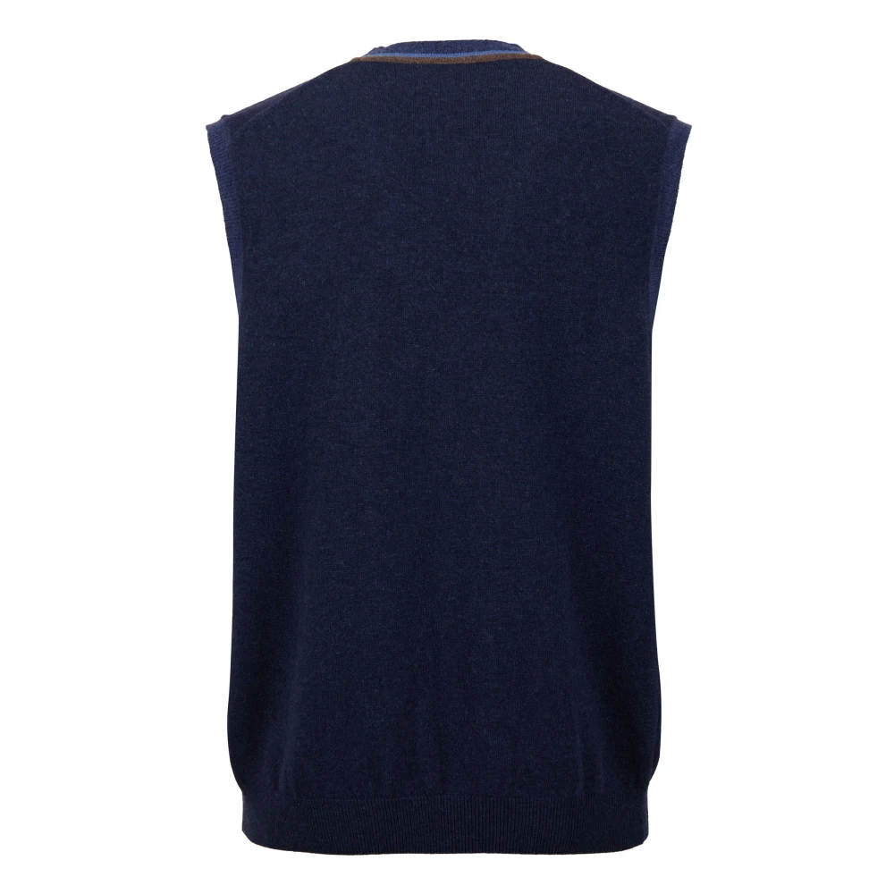 Gallo Mannen effen blauw en vest met knopen Blue Heren