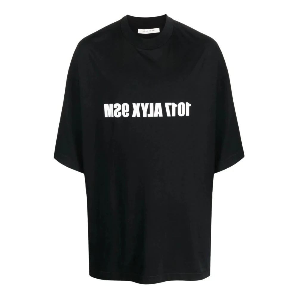 1017 Alyx 9SM Zwarte katoenen T-shirt met logo print Black Heren