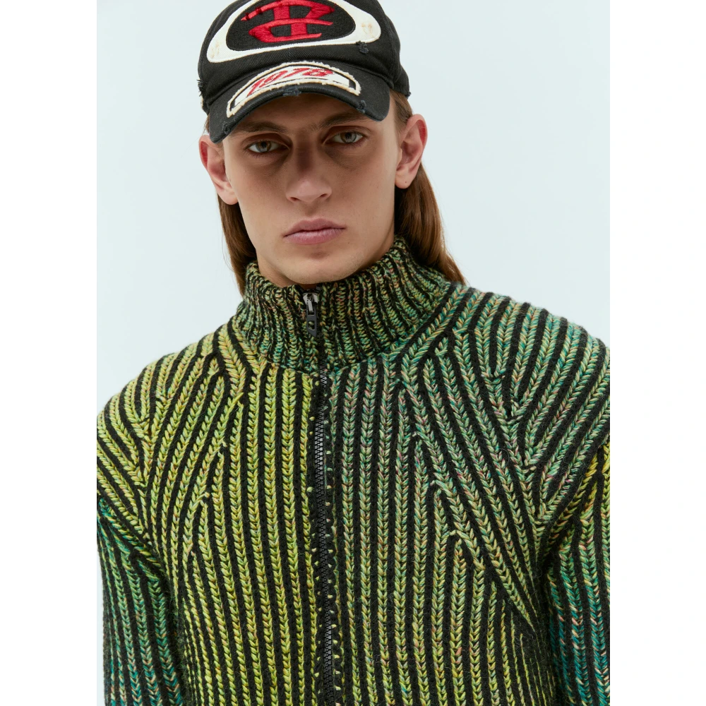 Diesel Gemêleerde Ribgebreide Vest Green Dames
