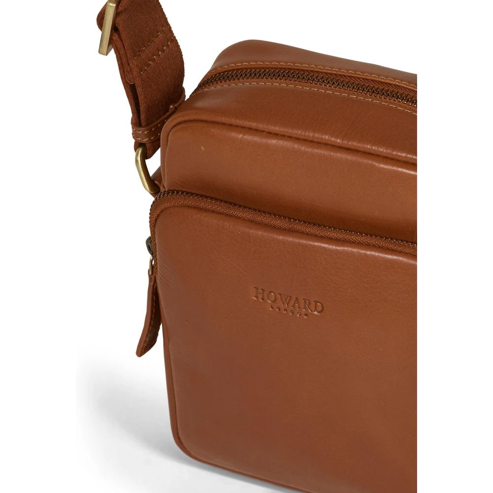 Howard London Tan Leren Crossbody Tas Brown Heren