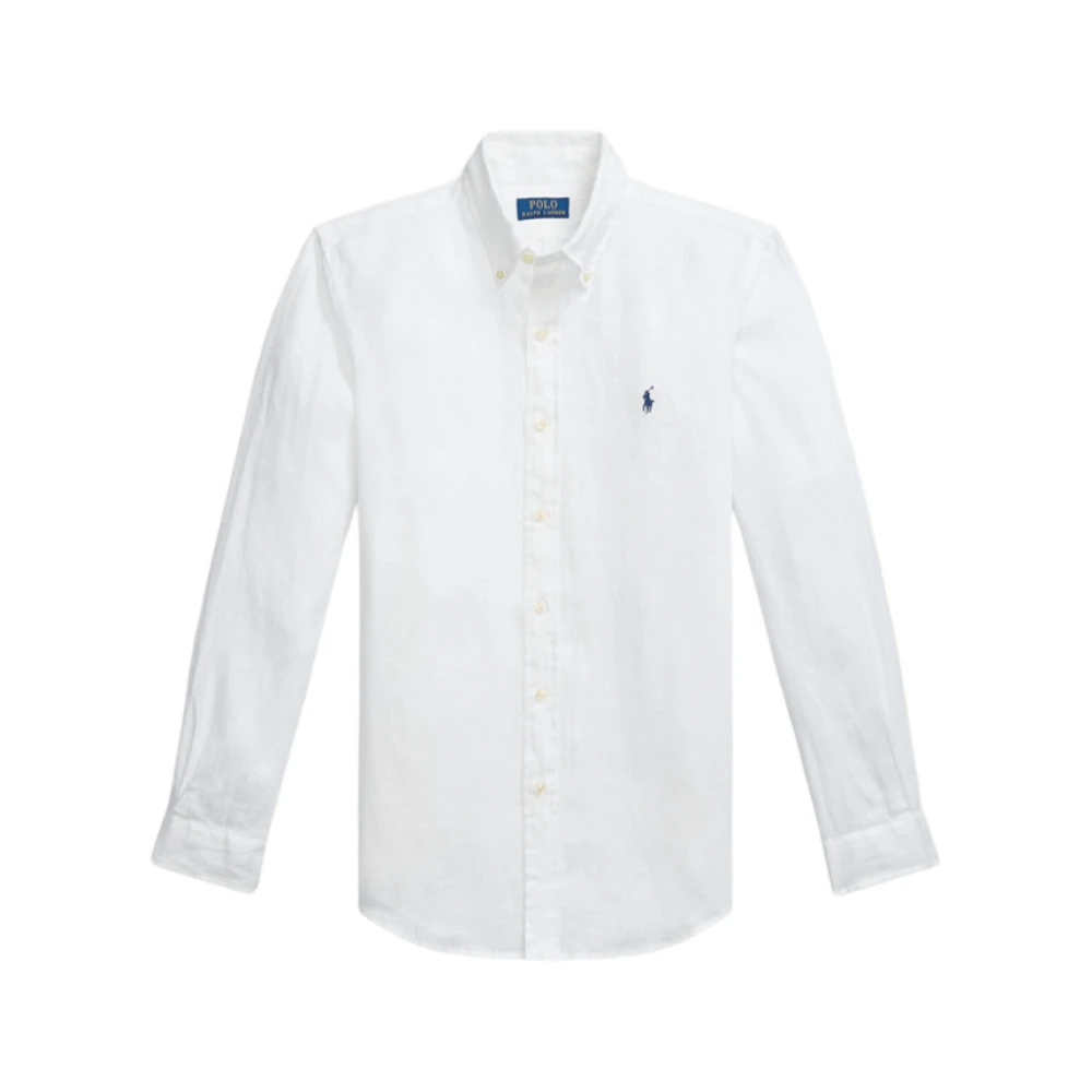 Polo Ralph Lauren Men's White Linen Button-Down Shirt Bianco