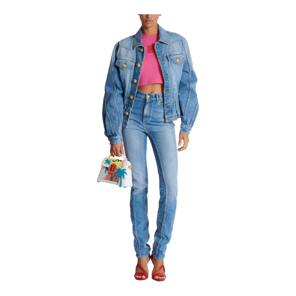 Balmain Lichtblauwe denim slim-fit jeans Blue Dames