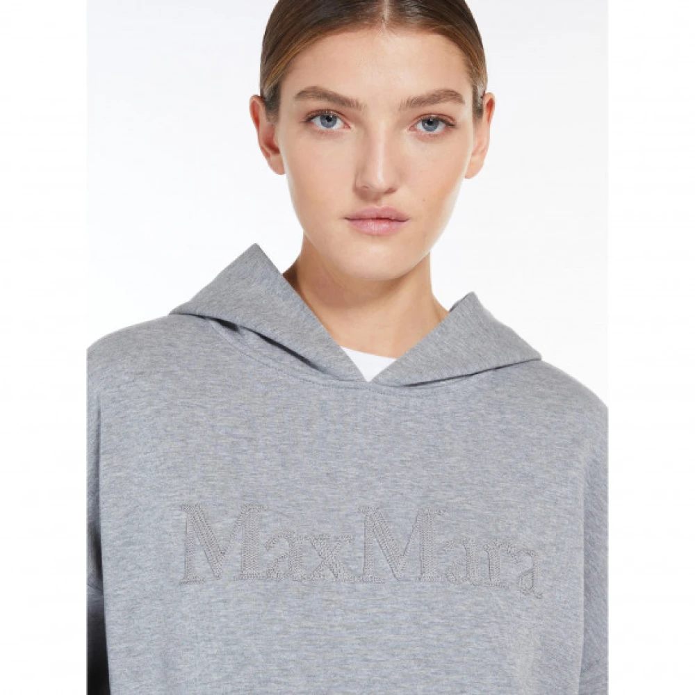 Max Mara Zachte Katoenen Trekkoord Hoodie Gray Dames