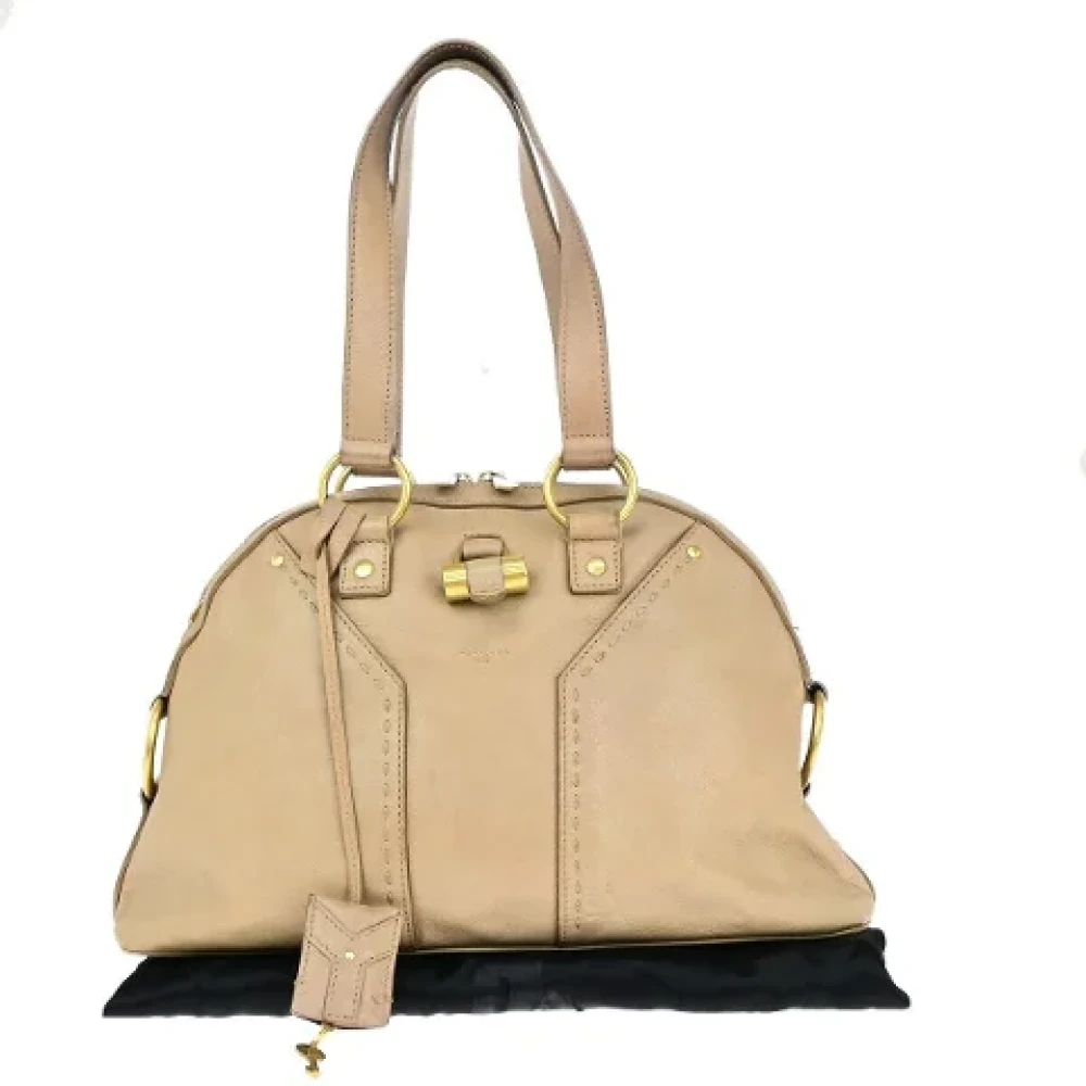 Yves Saint Laurent Vintage Pre-owned Leather shoulder-bags Beige Dames
