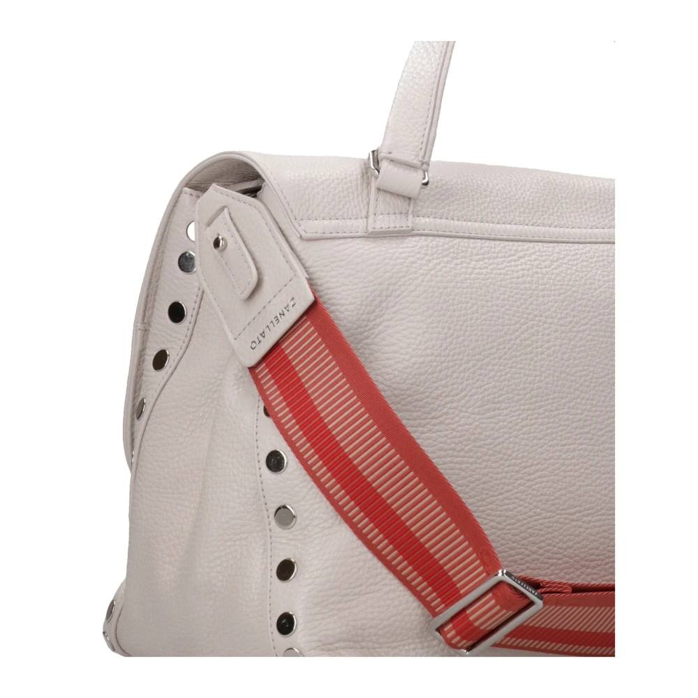 Zanellato Gestructureerde leren schoudertas met studs Beige Dames