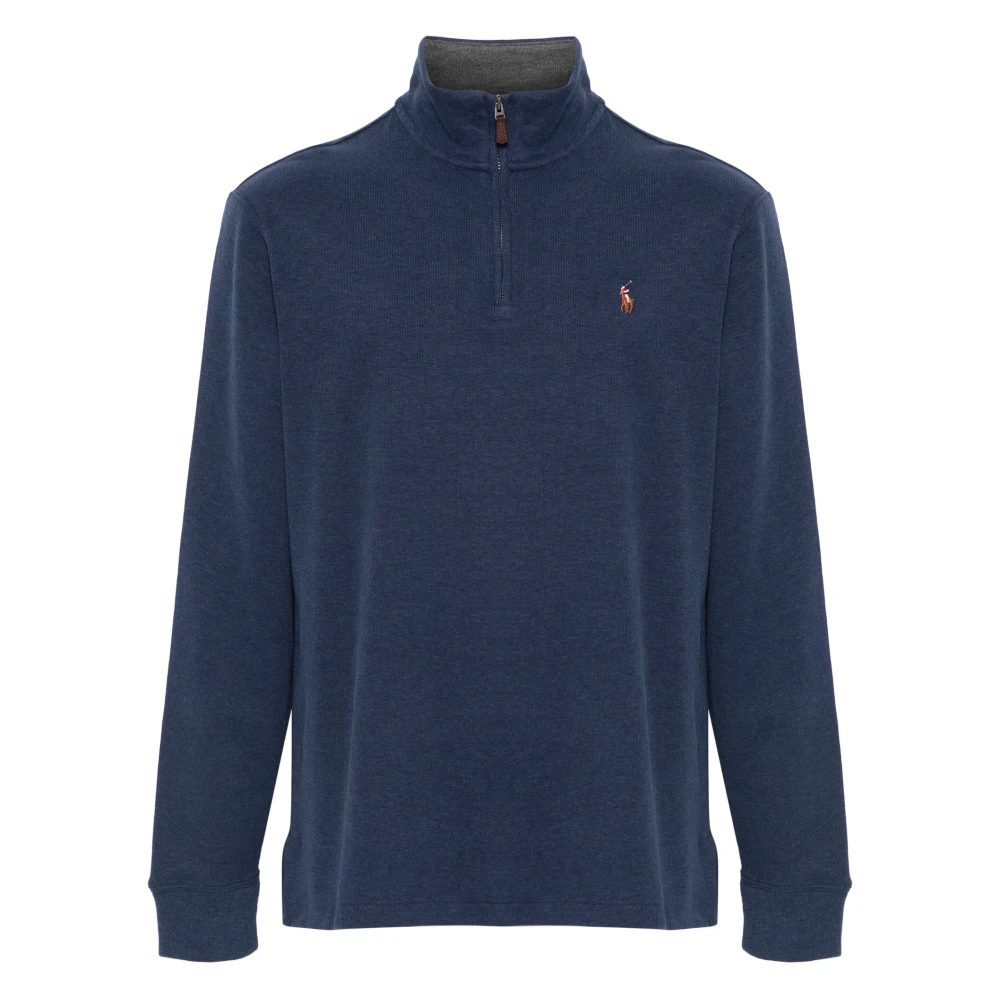 Polo Ralph Lauren Bomull Half-Zip Stickat Blue, Herr