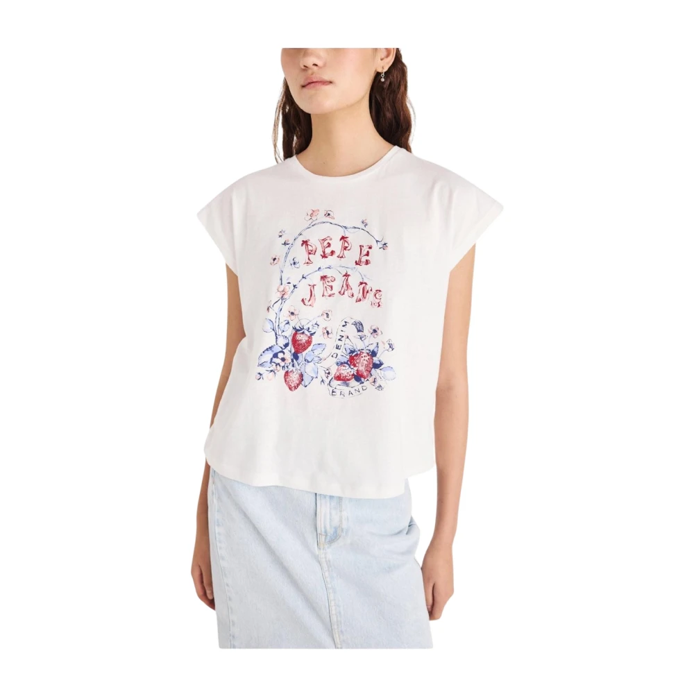 Pepe Jeans Women's White T-Shirts, L, T-Shirts