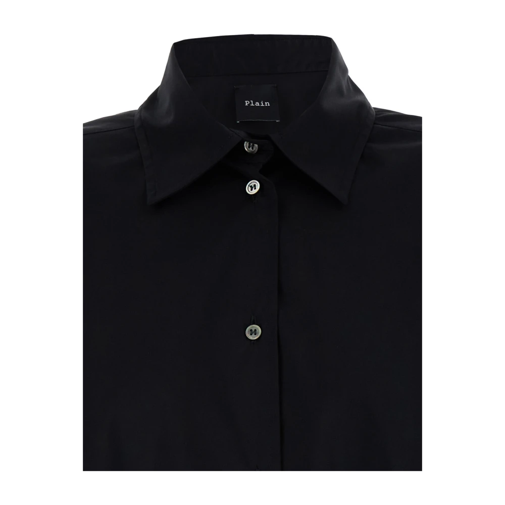 Plain Units Zwarte Katoenen Oversized Shirt Black Dames