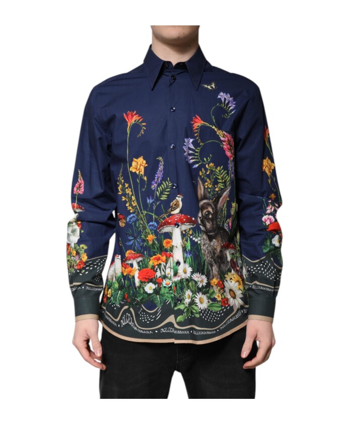 chemise-en-coton-a-imprime-lapin-bleu