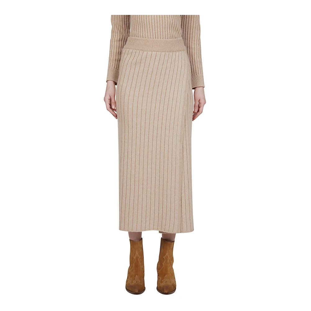Eleventy Cashmere Lana Gebreide Rok Brown Dames