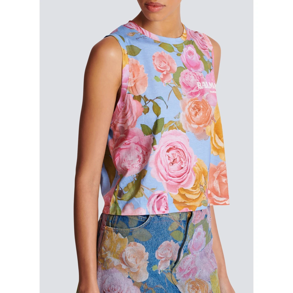 Balmain Tanktop met Pastel Roses print Multicolor Dames