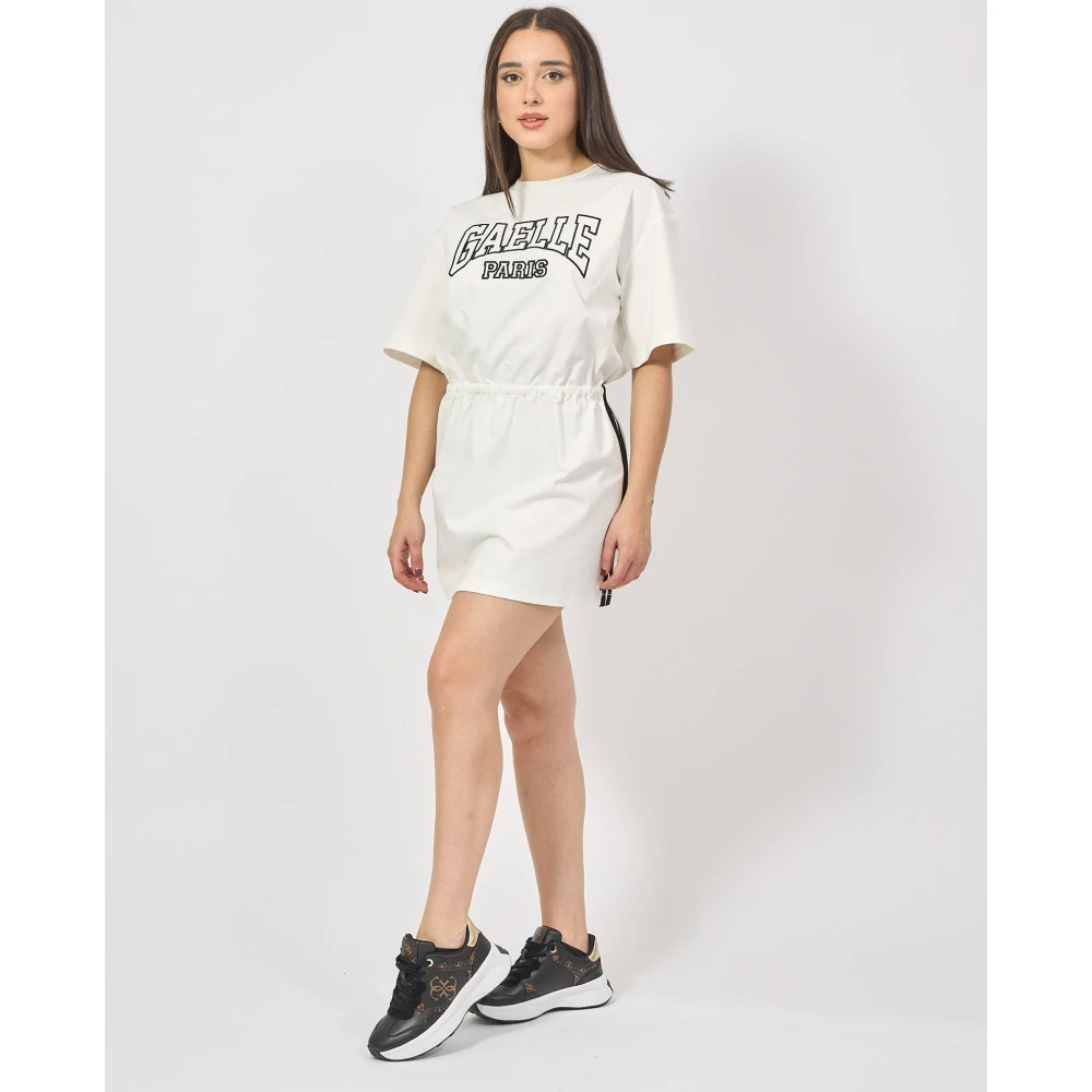 Gaëlle Paris Korte witte jurk met logoprint White Dames
