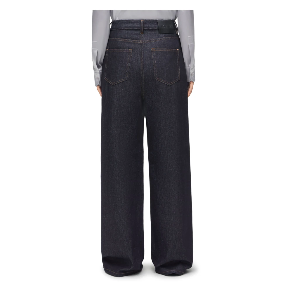 Loewe Hoge Taille Denim Jeans Blue Dames