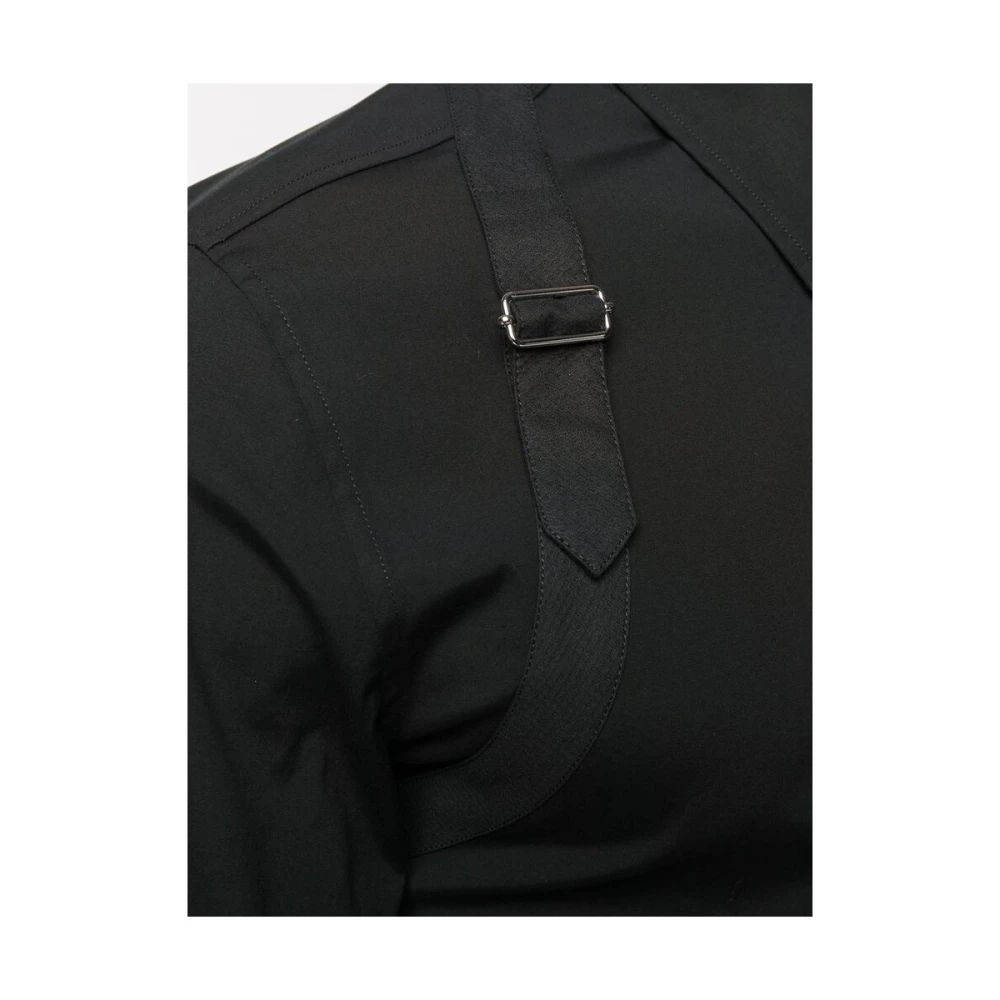 alexander mcqueen Zwarte Stretch Katoenen Klassieke Overhemd Black Heren