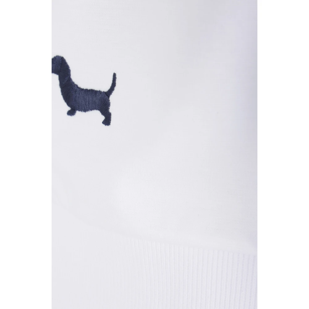 Thom Browne Witte Katoenen T-shirt met Hector Borduurwerk White Dames